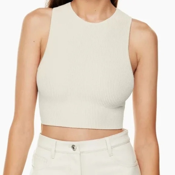 Aritzia Tops - NWT - Aritzia - Wilfred - Sculpt Knit Racer Cropped Tank - Matte Pearl